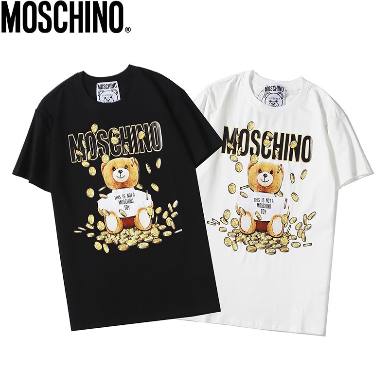 Áo thun ngắn tay in chữ moschino