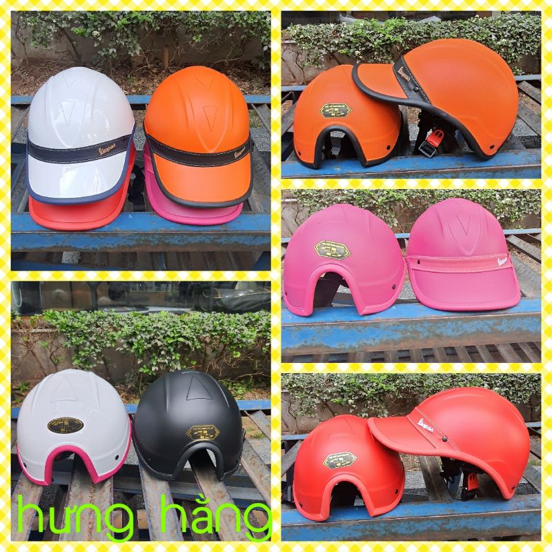 mũ bảo hiểm lưỡi trai viền da thể thao cho nữ có khoét sau buộc tóc