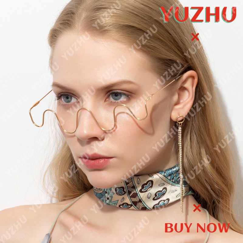 Kính Mát Gọng Kim Loại Không Viền Đính Đá Thời Trang Cho Nữ