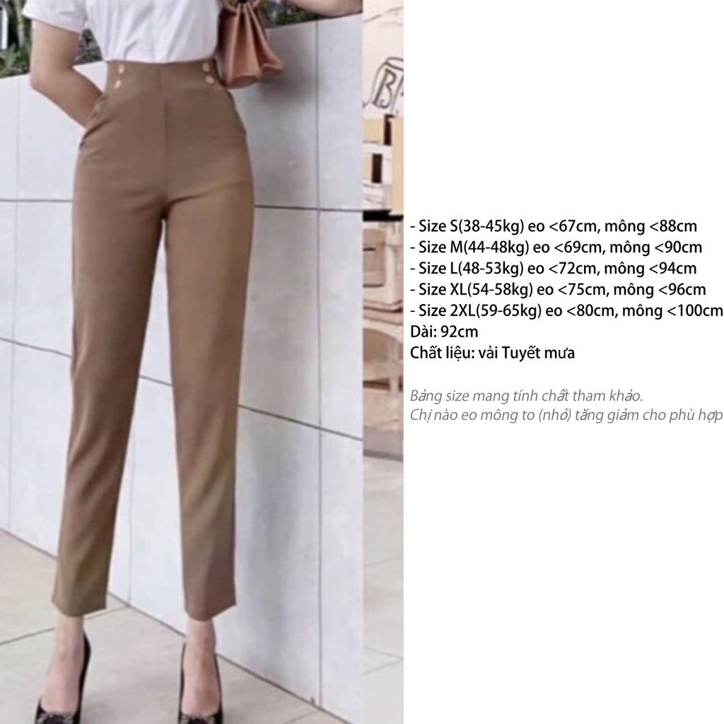 Quần tây nữ lưng cao đi học ZENA baggy công sở vải tuyết mưa Q46