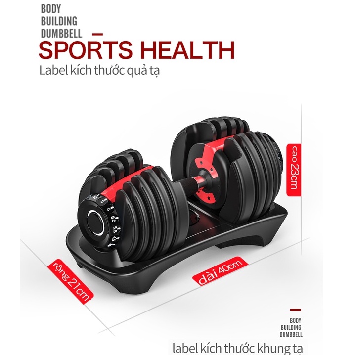 Tạ đơn điều chỉnh Tạ tay điều chỉnh Dumbell Cao Cấp 24kg Đa số điều chỉnh trọng lượng -Có khay đựng-Một chiếc 24kgTạ tay