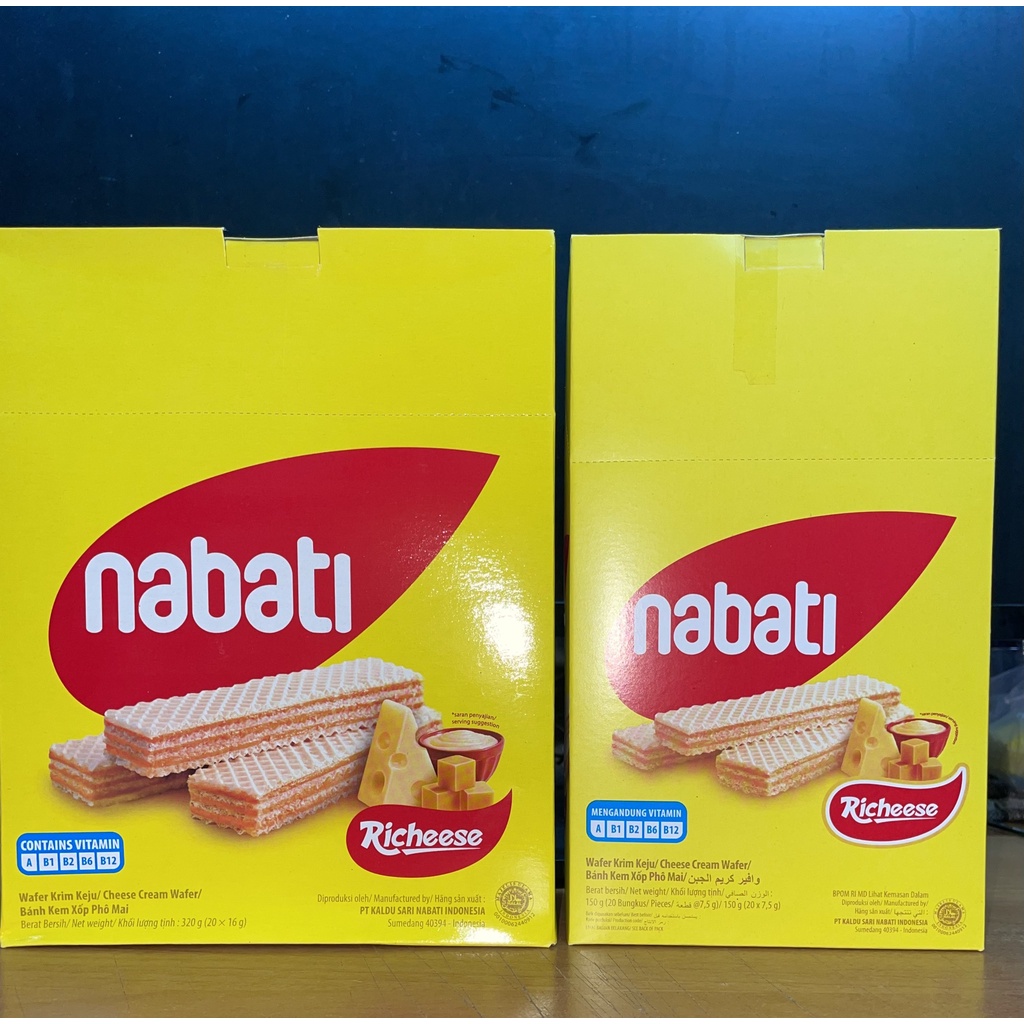 Bánh Kem Xốp Phô Mai Richeese Nabati Cheese Cream Wafer (Hộp 20 thanh x 16g)