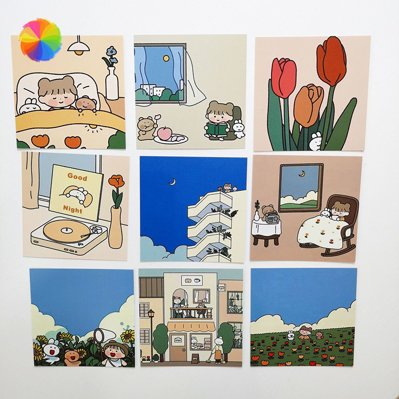 Bộ 9 Sticker Dán Trang Trí Sổ Tay Hình Cô Gái Xinh Xắn