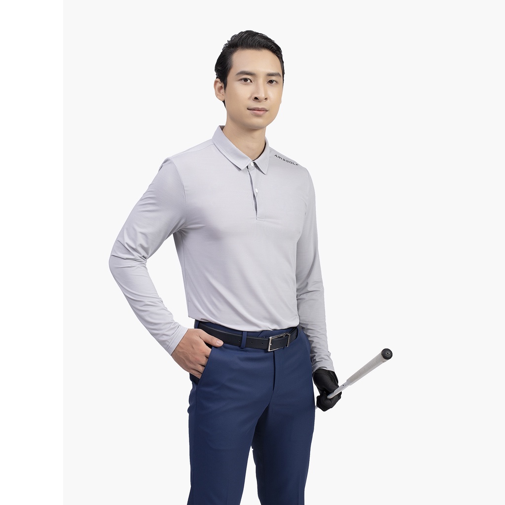 Áo thun dài tay nam cổ bẻ Aristino dòng cao cấp GOLF FIT khỏe khoắn , năng động ALPG02W1