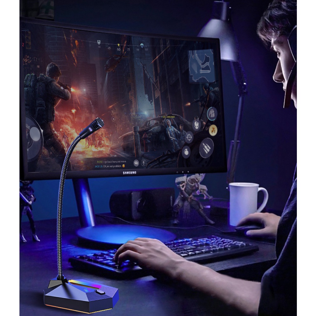 [Mã SKAMSALE03 giảm 10% đơn 200k] MICROPHONE THU ÂM GAMING SADA MK01 LED RGB CẮM USB