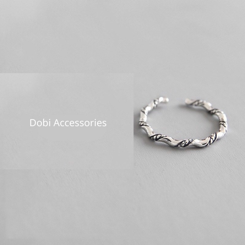 Nhẫn Hở Chất Liệu Bạc 925 Không Gỉ Kiểu Quý Tộc Signet Ring Phong Cách Châu Âu Dobi N5