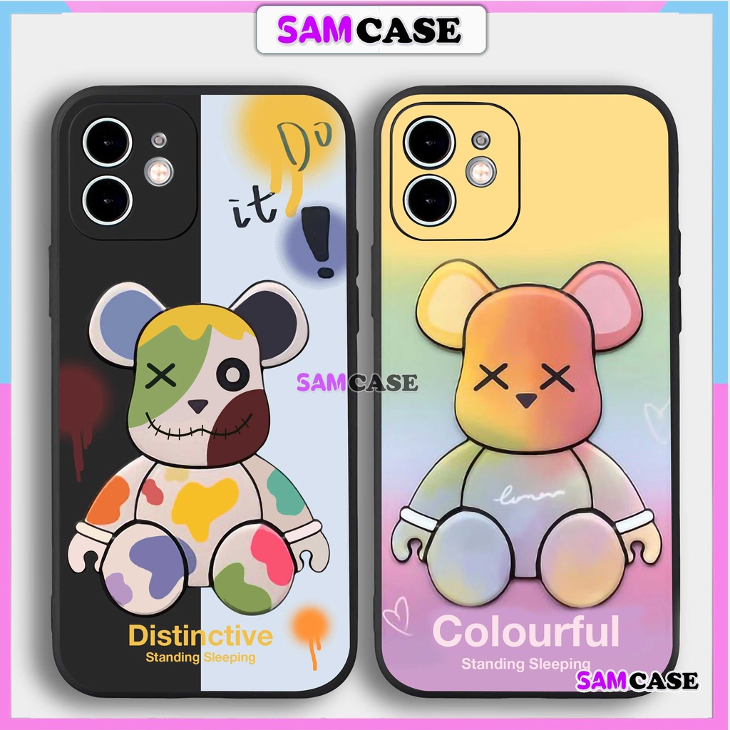 Ốp lưng iPhone Gấu Bear Cutee cạnh viền vuông silicon mềm dẻo cho iphone 6/6s/7/8/X/Xr/XS/XR/11/12/13/14 Pro Plus Max