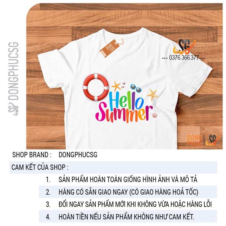 Áo thun hội nhóm unisex nam nữ gia đình SUMMER phông màu trắng thun cotton mềm mịn SGS133 | SG