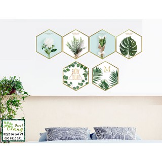 Decal Khung hình Lục giác Hoa