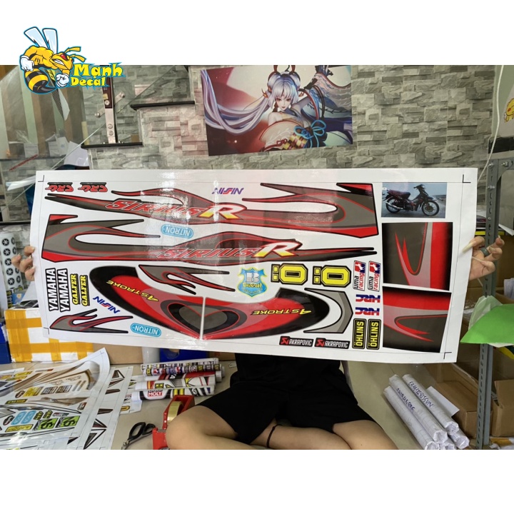 (FREE SHIP) Tem xe SIRIUS R ĐỎ ĐEN MẪU ZIN MỚI [Mạnh Decal]
