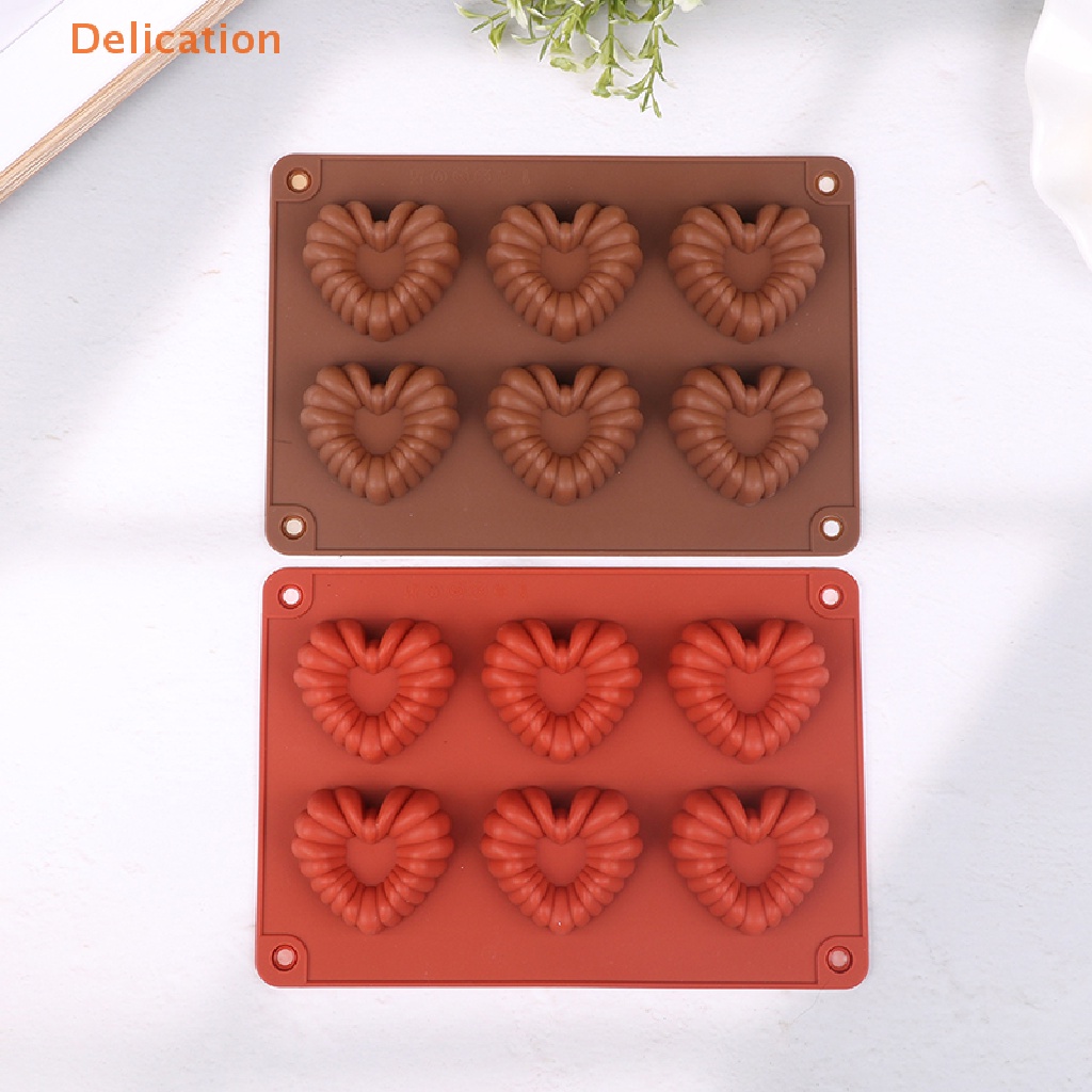 1 Khuôn Silicone Làm Bánh 6 Lỗ Hình Trái Tim Diy