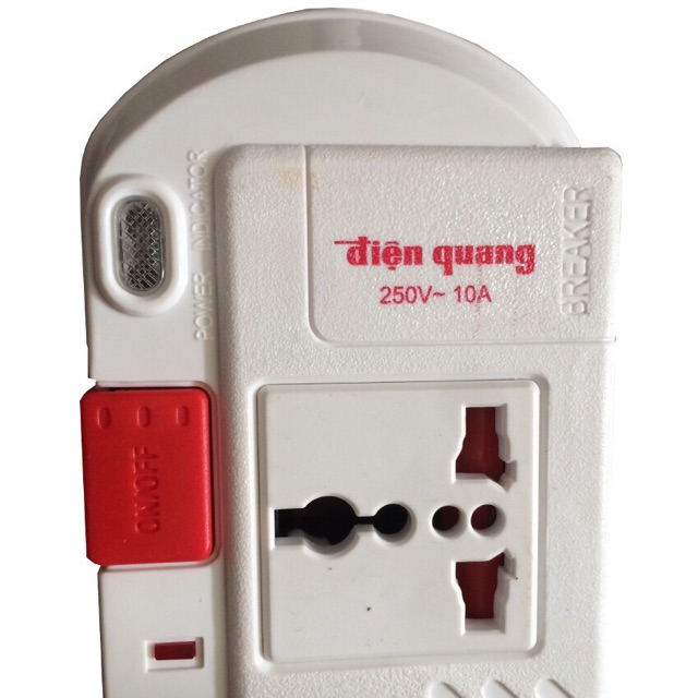 Ổ Điện Quang 4 công tắc, 4 ổ 3 chấu 2m - siêu rẻ siêu bền - có 2 màu đen và trắng