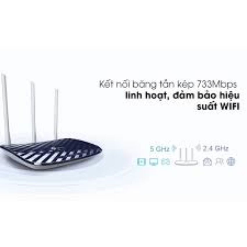 Bộ định tuyến không dây TP-Link Archer C20 - AC750, Băng tần kép 300Mbps ở băng tần 2.4GHz + 433Mbps ở băng tần 5GHz )