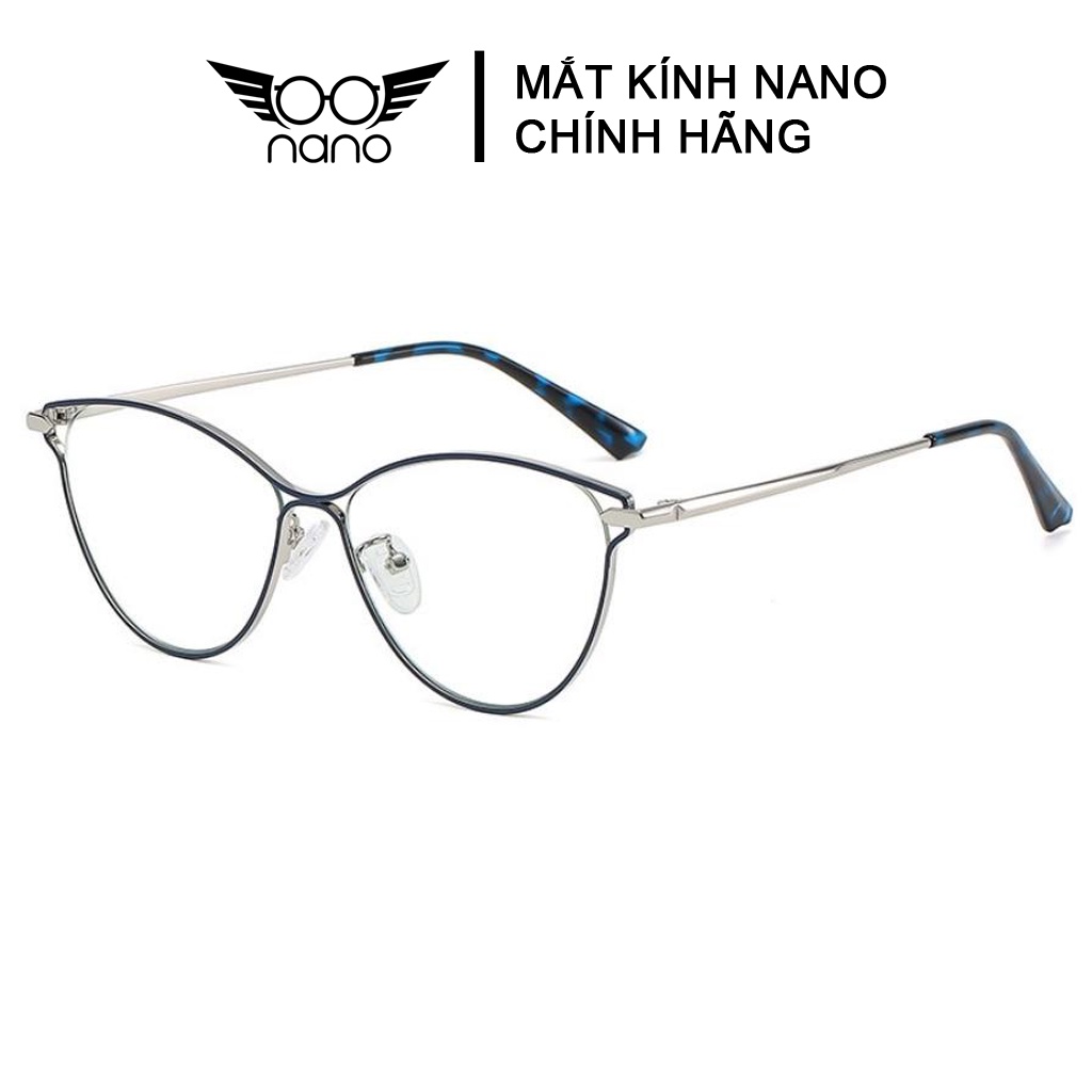 Gọng kính cận nữ, gọng kính mắt mèo kim loại NANO LC704 thời trang Hàn Quốc chống tia UV chống trầy xước