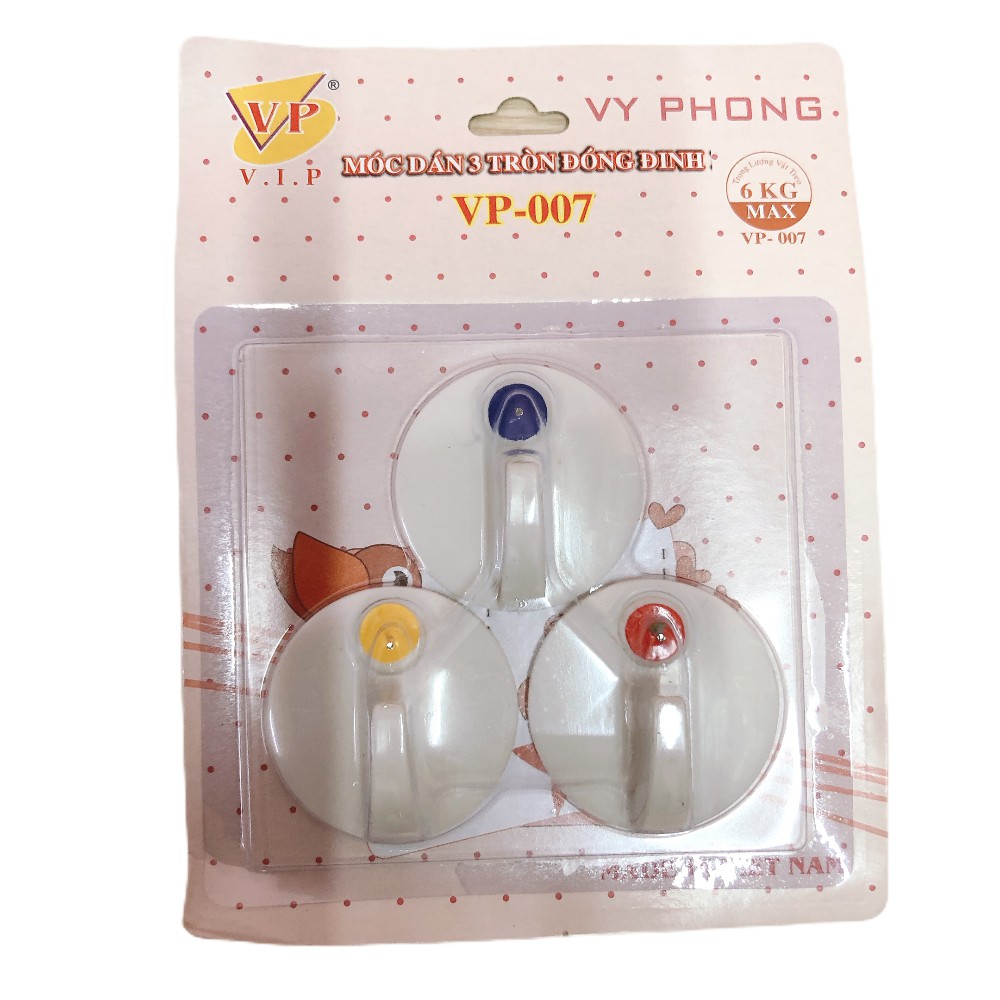 vĩ 3 móc dán tường đóng đinh vy phong vp-007 chịu lực 6 kg