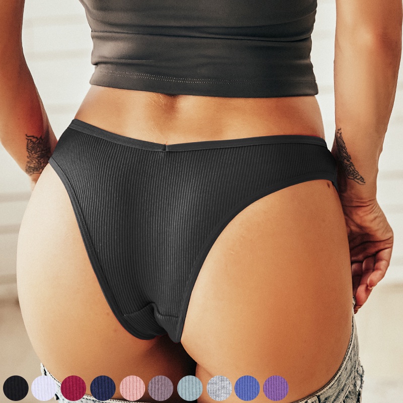 Cute Byte Quần Lót Cotton Brazil Lưng Thấp 8 Màu Trơn Gợi Cảm Dễ Thương Cho Nữ