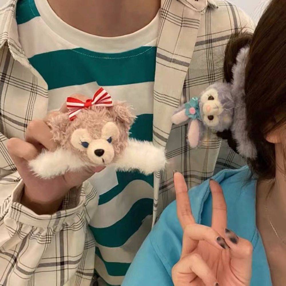 Kẹp Tóc Hình Gấu Hoạt Hình Bằng Lông Nhung Phong Cách Hàn Quốc Cổ Điển Dễ Phối Đồ Dành Cho Nữ