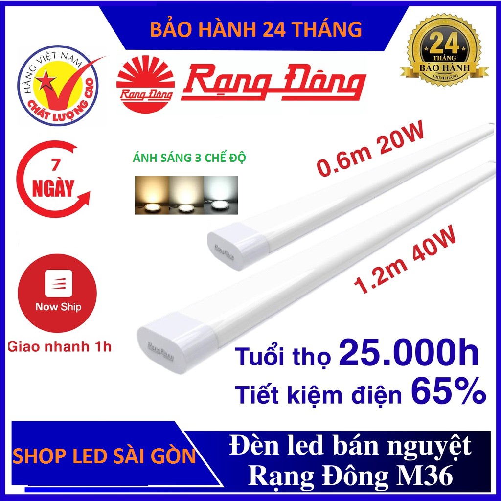 Bộ đèn bán nguyệt LED Rạng Đông 40W 1,2 m CHÍNH HÃNG M36