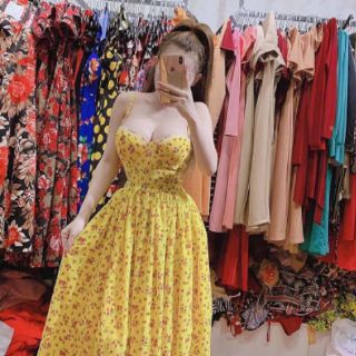 Đầm hoa hai dây có mút ngực
