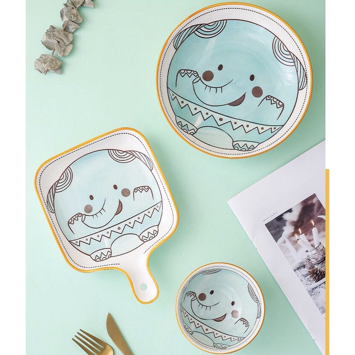 Bát Sứ Bát Ăn Cơm Bộ Bát Đĩa Decor Bộ Chén Dĩa Sứ Hoạt Hình Dễ Thương Cute Cao Cấp V49