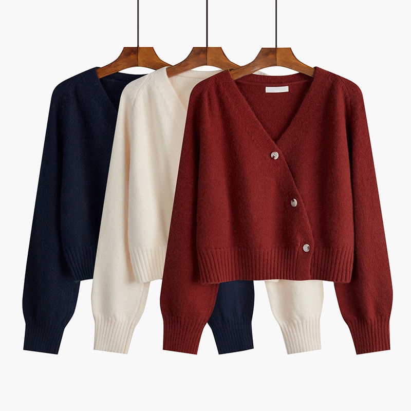 ❥ Áo Khoác Cardigan Ngắn Cổ Chữ V Dáng Rộng Thời Trang Thu Đông Dành Cho Nữ 2021