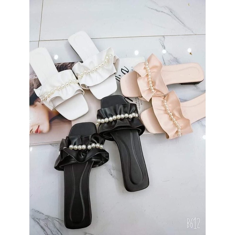 Dép nữ quai ngang bèo nhún đính ngọc đẹp hot