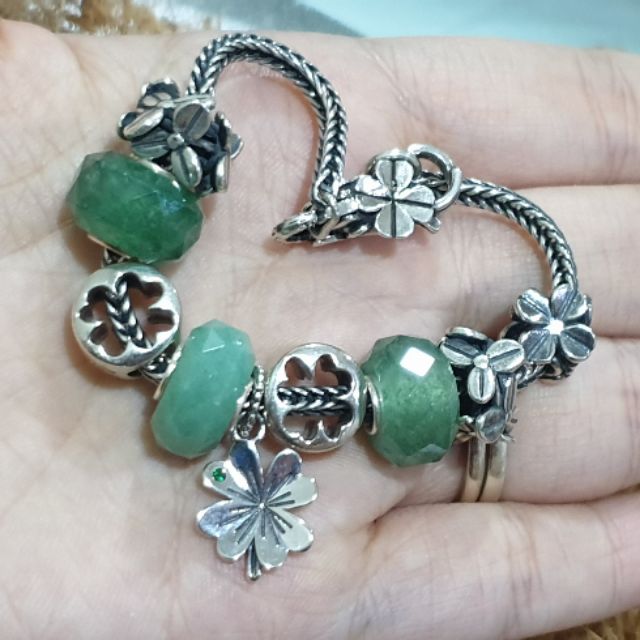 Charm bạc 925 cỏ may mắn