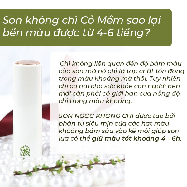 Son Ngọc Không Chì Thiên Nhiên Tông Đất Trendy Cỏ Mềm 3,8g