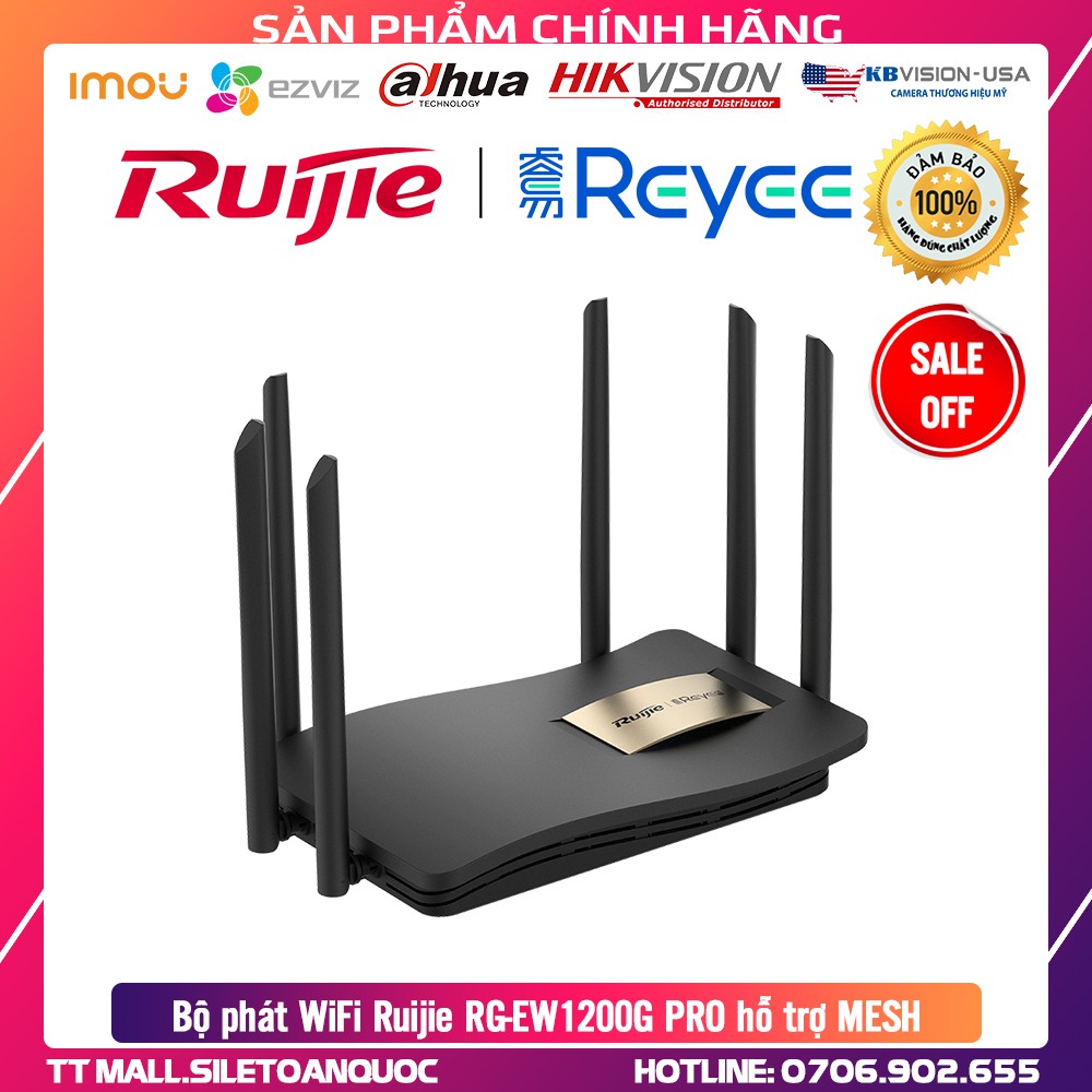 [HOT] Bộ phát WIFI 6 RÂU CỰC MẠNH RUIJIE RG-EW1200G Pro hỗ trợ Mesh