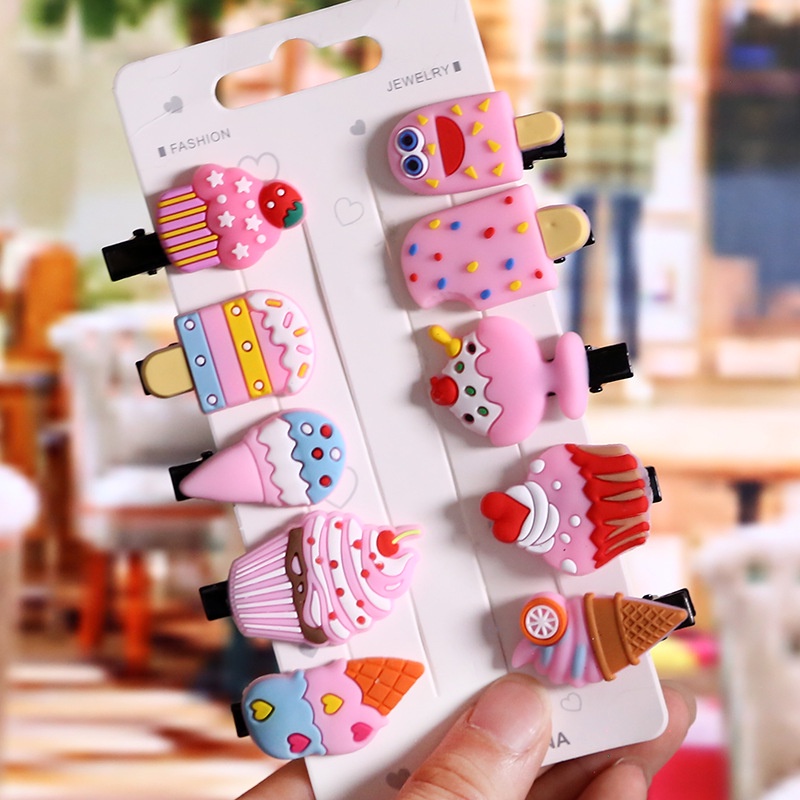 Bộ 10 kẹp tóc hình kỳ lân kiểu dáng đáng yêu cho bé