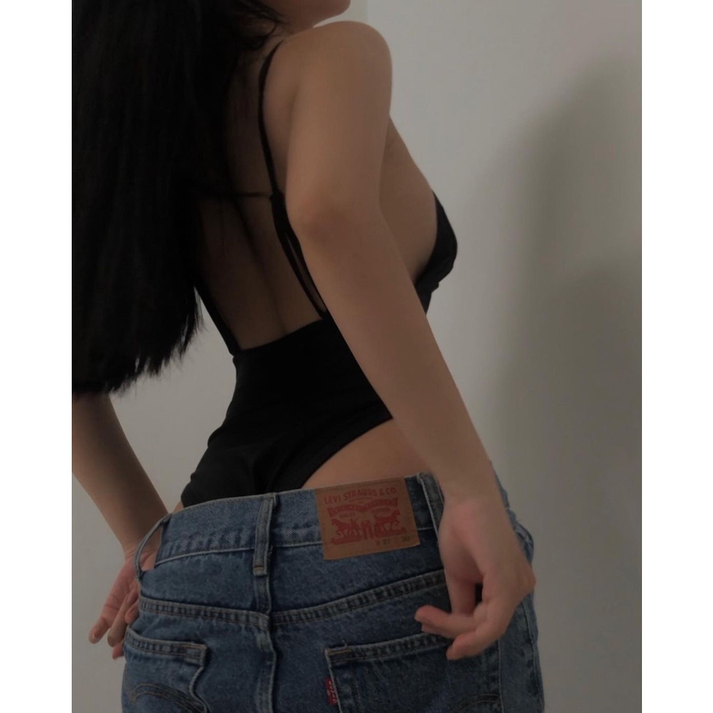 Bikini đi biển một mảnh Hawaii màu đen Black hở lưng sexy, kiểu bodysuit tôn dáng, đồ bơi cao cấp - Đẹp Bikini