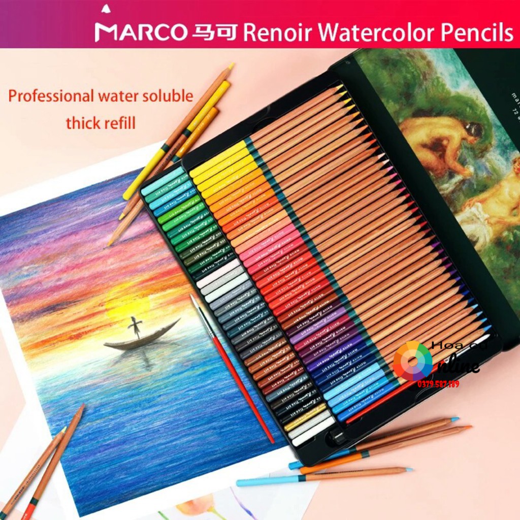Chì màu nước gốc dầu MARCO Renoir 36/48/72/100 màu cao cấp hãng MARCO 3120