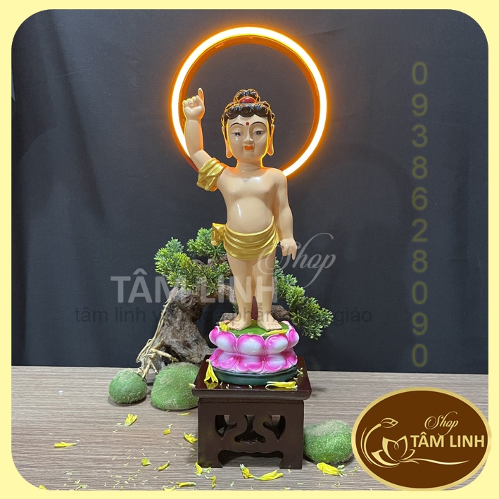 Tượng Phật Đản Sanh Nhiều Size Kèm Hào Quang Led Neon Trang trí tượng Phật