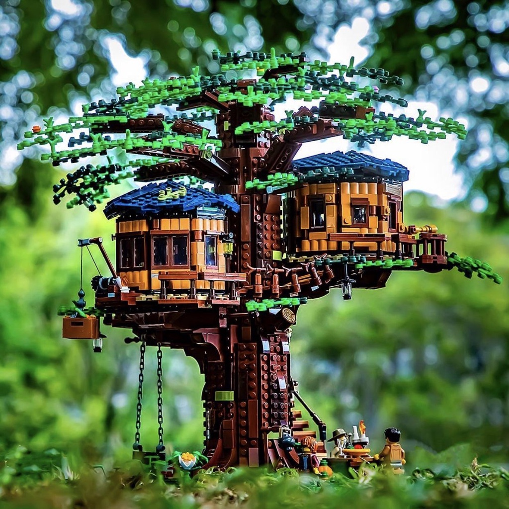 Four Seasons Tree House Building Blossom Cherry Blossom Manor Villa Forest Cabin Street View Khối xây dựng lắp ráp Đồ chơi