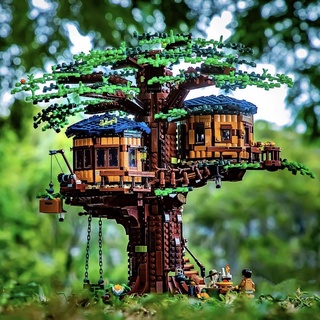 Four Seasons Tree House Building Blossom Cherry Blossom Manor Villa Forest Cabin Street View Khối xây dựng lắp ráp Đồ chơi