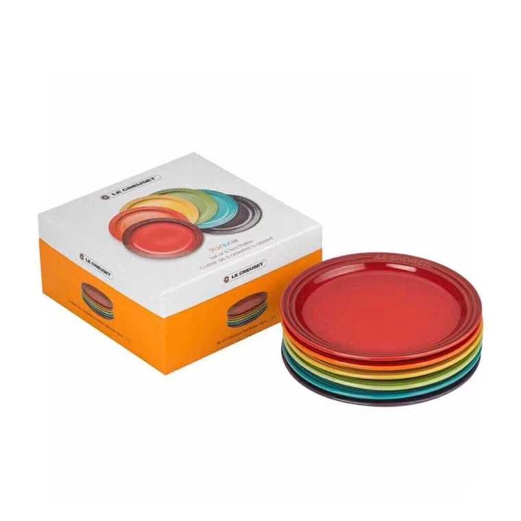 Bộ đĩa gốm sứ tròn Le Creuset 6 cái cao cấp 18cm, dùng decor trang trí bàn ăn làm quà tặng dùng cho quán cafe nhà hàng