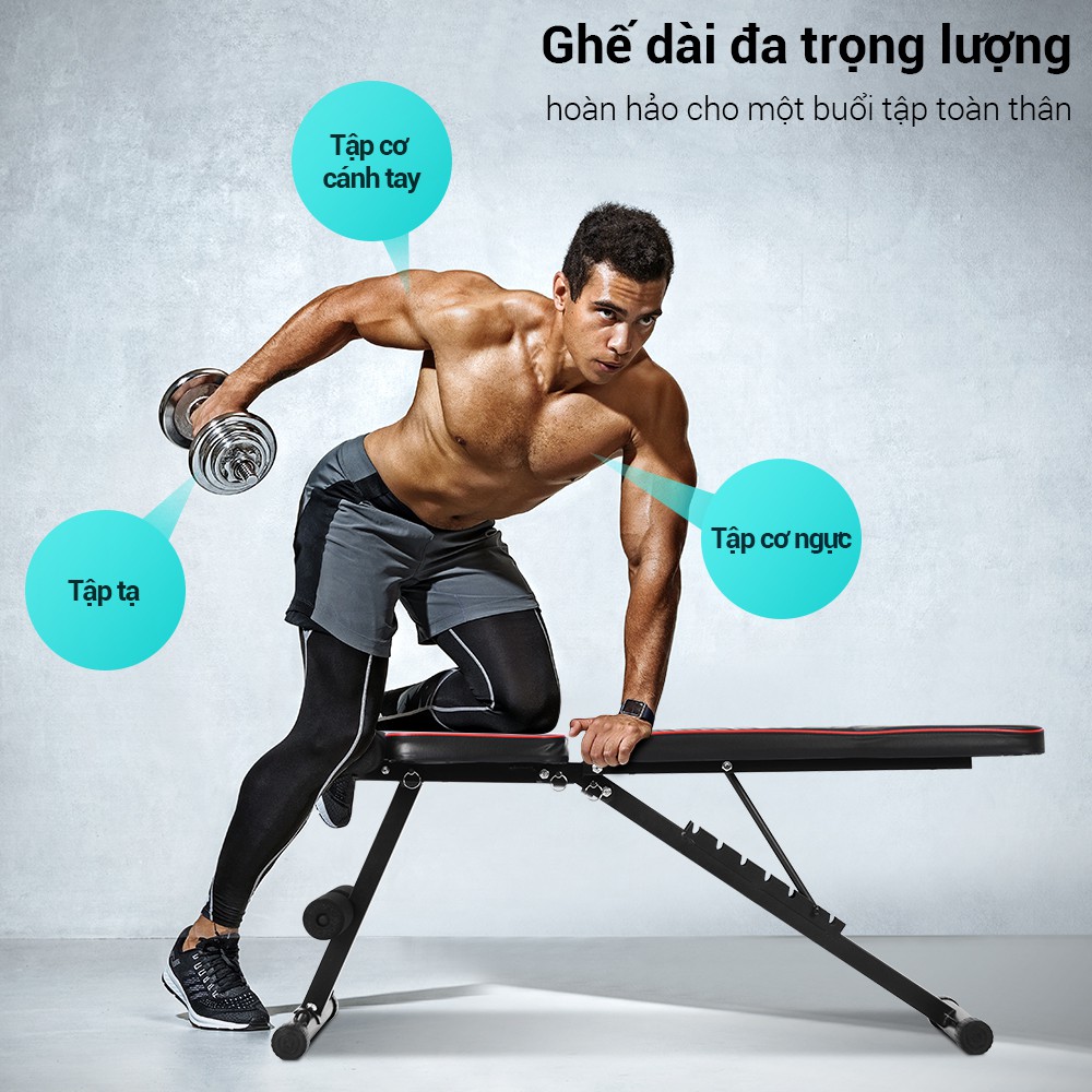 OneTwoFit Ghế tập tạ đa năng Ghế gập bụng chống đẩy tập gym đa năng có thể gấp lại Có thể điều chỉnh độ nghiêng