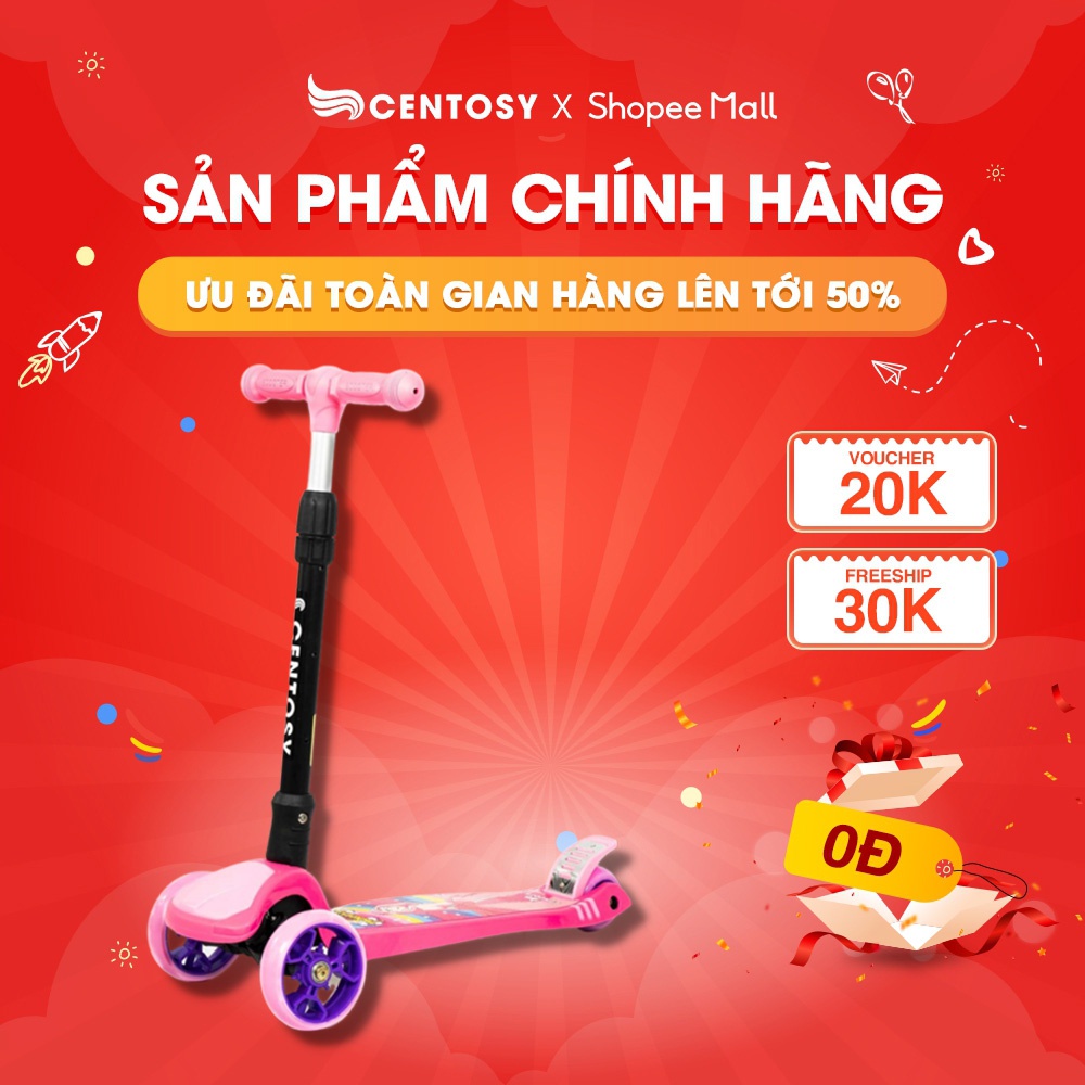 Xe Trượt Scooter Trẻ Em Cao Cấp - Centosy MHBC 017C - Có Đèn Nháy, Màu Sắc Nổi Bật, Gấp Gọn Tiện Lợi