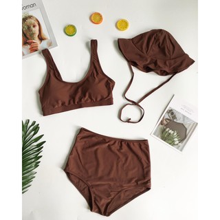 Bikini 2 mảnh kèm nón dễ thương (3 màu)