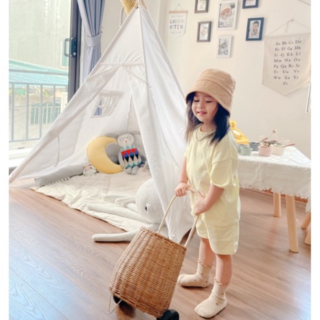 Bộ quần áo thun áo phông tay lỡ form rộng bé trai bé gái nam nữ unisex Pisaro Kids vải 100% cotton size đại thoáng mát