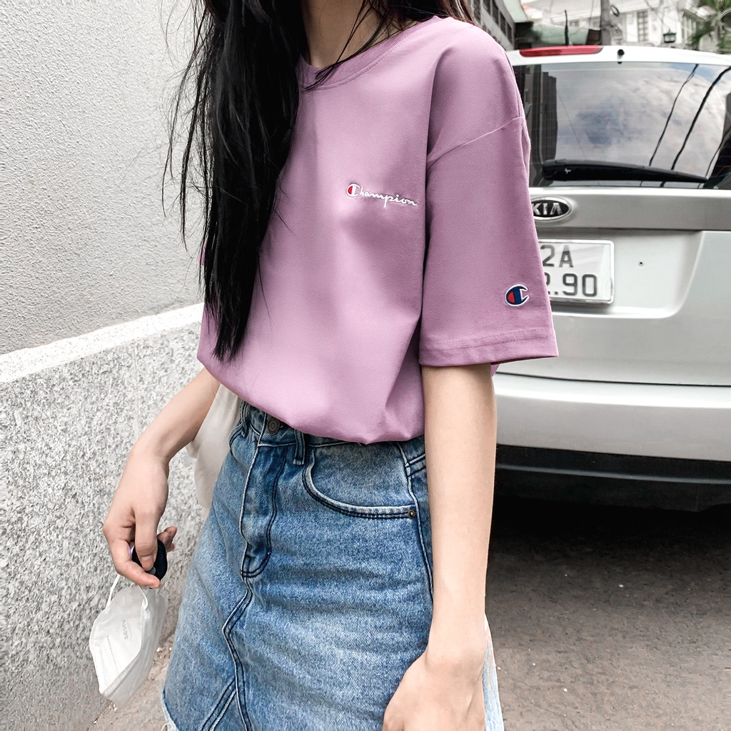 Áo thun Champion Màu Tím Chất Liệu Cotton Thoáng Mát