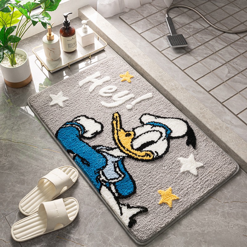 Thảm Lau Chân Siêu Thấm Sợi Nổi Mickey Flocking Chống Trượt