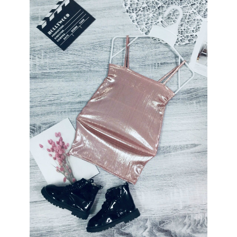 Đầm Body Nhũ Hai Dây Bé Gái Hot trend