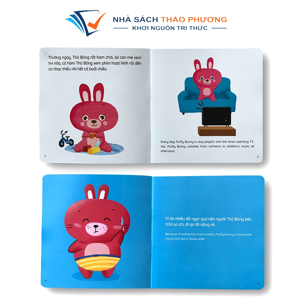 Sách - Bộ Ehon kĩ năng sống Thỏ Bông Song ngữ Việt Anh, Quét mã QR file nghe (Lẻ cuốn )