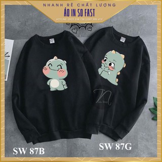 [Đồ đôi hot] Áo nỉ đôi khủng long dễ thương/ Giá 1 áo