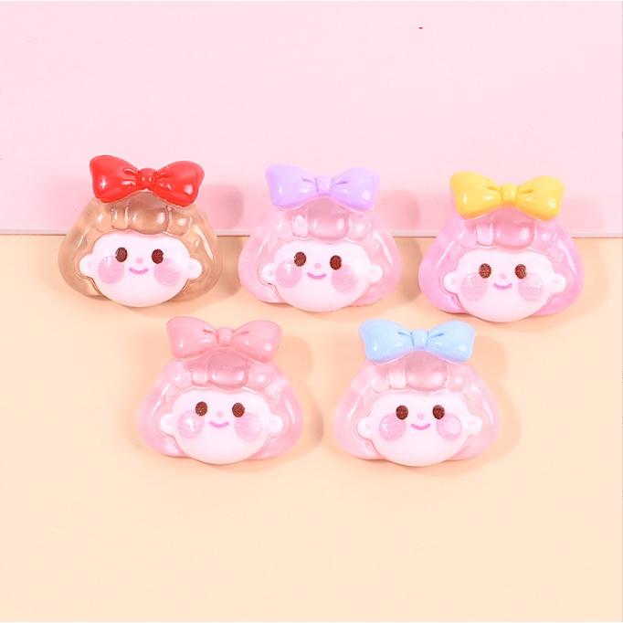 Charm cô gái nhựa trong suốt cho các bạn trang trí kẹp tóc, dán Jibbitz, vỏ ốp điện thoại, DIY