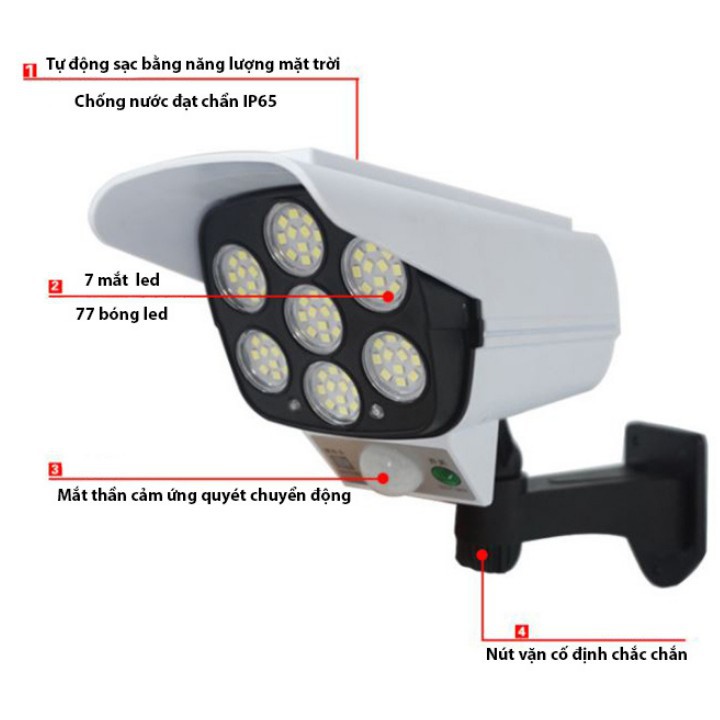 Đèn Năng Lượng Mặt Trời Cảm Biến Nguỵ Trang Camera Có Điều Khiển Từ Xa, Chống Nước IP66