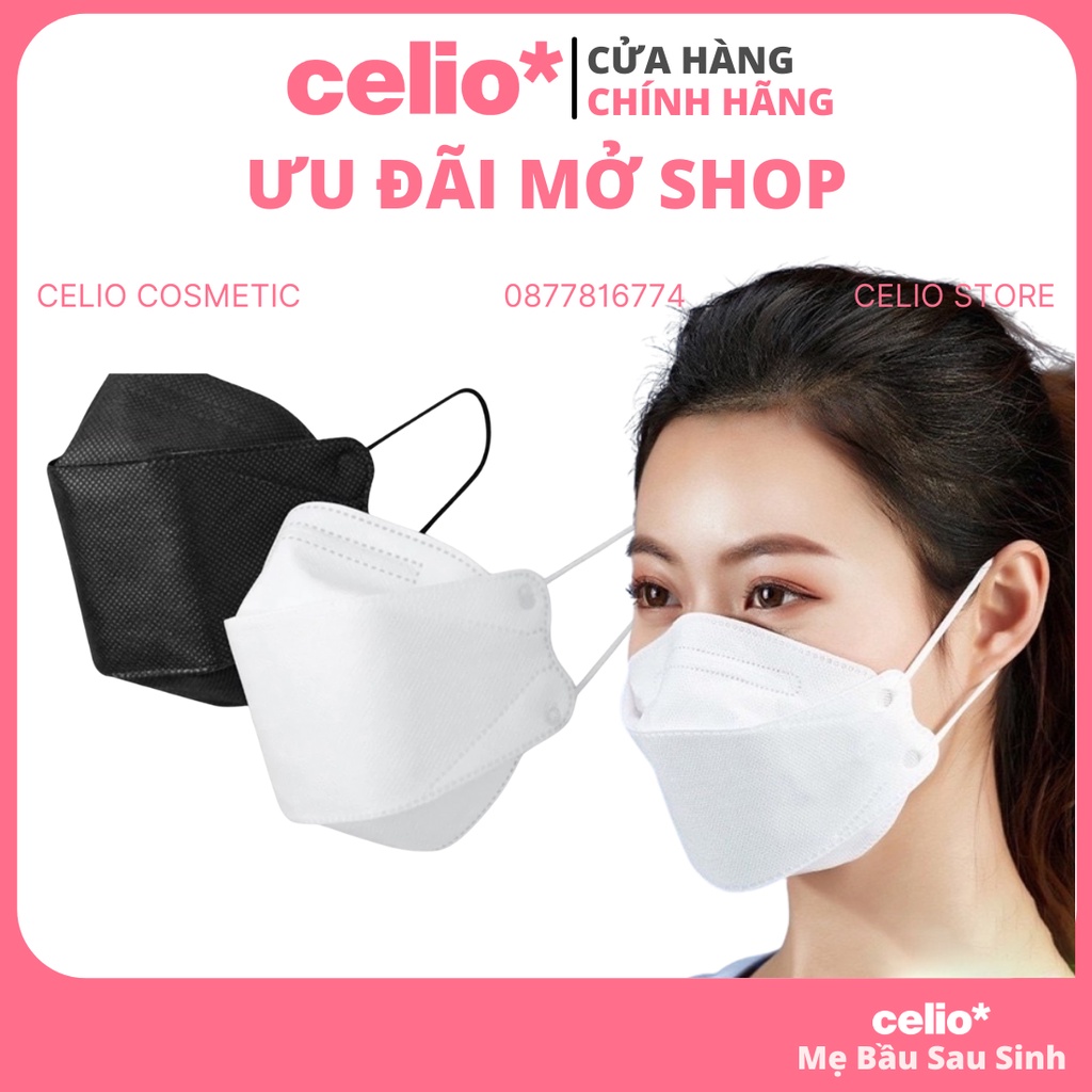 Khẩu Trang 3D KF94 Hàn Quốc Chống Bụi Mịn Và Kháng Khuẩn, Khẩu Trang Y Tế Cao Cấp 4 Lớp Màu Ngẫu Nhiên - CELIO