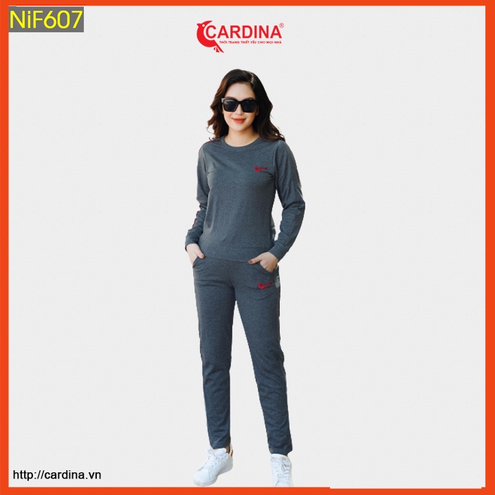 Bộ nỉ nữ CARDINA chất cotton da cá dáng thể thao cao cấp, trẻ trung, năng động NiF6.