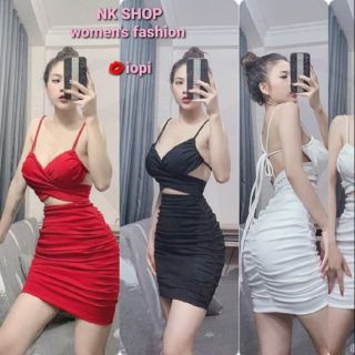 Đầm body ngực chéo hở lưng sexy